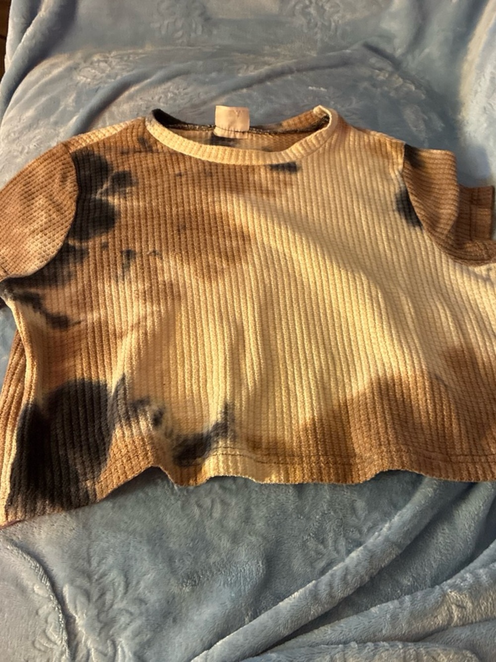 Tie-Dye Waffle Knit Top - Brown & Black